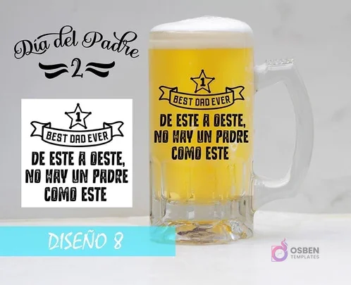 Plantilla para sublimar shoperos con diseño de estrella, cinta y texto 'BEST DAD EVER DE ESTE A OESTE, NO HAY UN PADRE COMO ESTE'. Mockup.