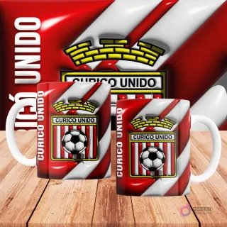 Plantilla taza sublimar fútbol Chile escudo rojo 3D