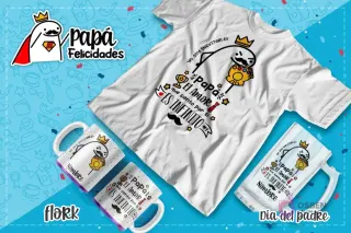 Plantilla Flork como Thanos con el guantelete del infinito y la frase 'Papá, el amor que siento por ti es infinito' para sublimar productos.