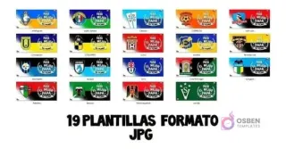 Galería visual de 19 mockups de tazas sublimadas, cada una con un diseño diferente de equipos de fútbol chileno y el mensaje 'Para el mejor papá del mundo'. Muestra la variedad de plantillas en formato JPG incluidas.