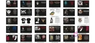 Última sección de la muestra de vectores CDR/EPS, con gráficos de Queen, The Doors, Iron Maiden y Judas Priest, listos para personalizar poleras, tazas o vinilos.
