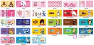 Mosaico de 20 diseños adicionales de plantillas de sublimación para tazas, incluyendo Pantera Rosa, Pinky y Cerebro, Rugrats, Scooby-Doo, Stitch y Los Supersónicos