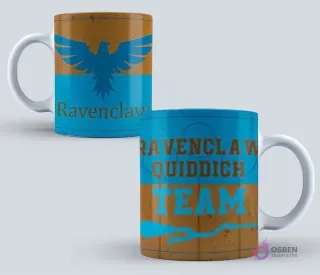 Taza de Harry Potter con diseño del escudo de la casa Ravenclaw y su emblema del águila, ideal para el equipo de Quidditch