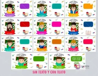 Visualización de las plantillas PNG para sublimación de tazas 'Aquí Toma', mostrando las áreas personalizables para profesión y dedicatoria (sin texto y con texto de ejemplo).