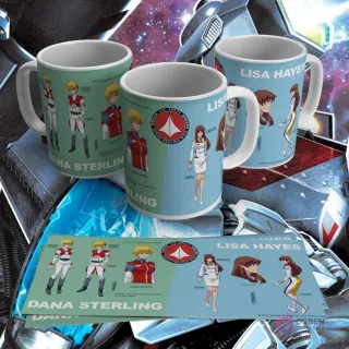 Taza sublimada con diseños de personajes femeninos de Robotech, Dana Sterling y Lisa Hayes