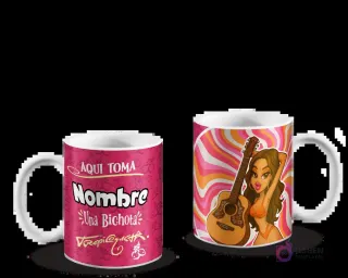 Tazas personalizables de Karol G: 'Aquí toma una Bichota' y Bichota animada con guitarra
