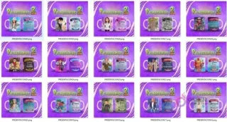 Vista en cuadrícula de plantillas de tazas para sublimación de profesiones como ingeniera, mecánico, psicóloga y más del volumen 2