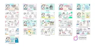 Vista en cuadrícula de los 21 diseños de Flork para sublimación, mostrando una variedad de memes con letras de canciones populares en un fondo blanco.