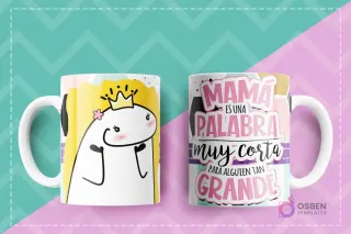 Taza con diseño Flork de personaje con corona y la frase Mamá es una palabra muy corta para alguien tan grande