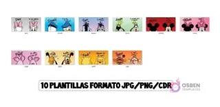 Conjunto de 10 diseños de sublimación para tazas, mostrando a Daisy, Donald, Piglet, Pooh, Tigger, Minnie, Mickey, Goofy y Pluto