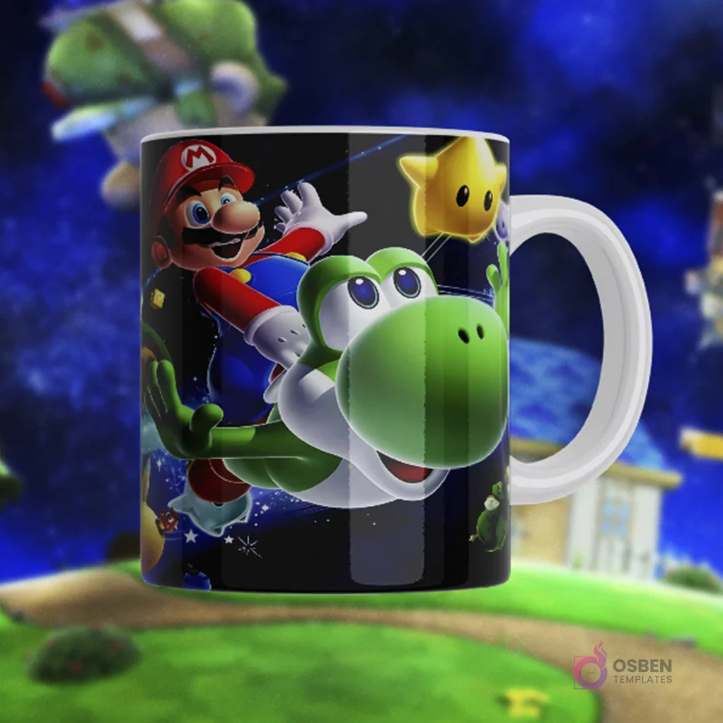 Plantillas Para Sublimar Tazas Mario Galaxy N°2 | Diseños HD