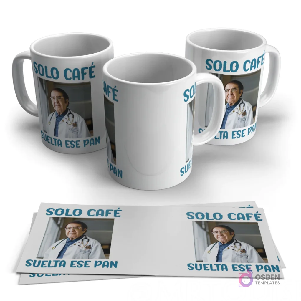 Tazas de café personalizadas con meme de Dr. Nowzaradan 'Solo Café, Suelta Ese Pan' en blanco brillante