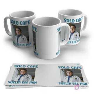 Tazas de café personalizadas con meme de Dr. Nowzaradan 'Solo Café, Suelta Ese Pan' en blanco brillante