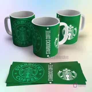 Taza de sublimación Starbucks Coffee verde con el logo de la sirena y el nombre de la marca