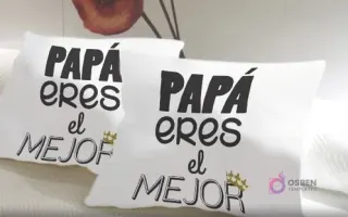 Dos cojines blancos con diseño sublimado 'Papá eres el MEJOR' en tipografía negra impactante con una pequeña corona dorada, mostrando la calidad del estampado.