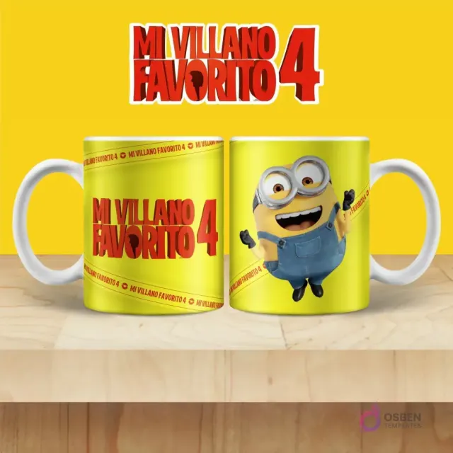 Taza de sublimación con Minion feliz de Mi Villano Favorito 4 y logo