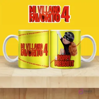 Taza de sublimación con personaje Poppy Prescott de Mi Villano Favorito 4 y logo