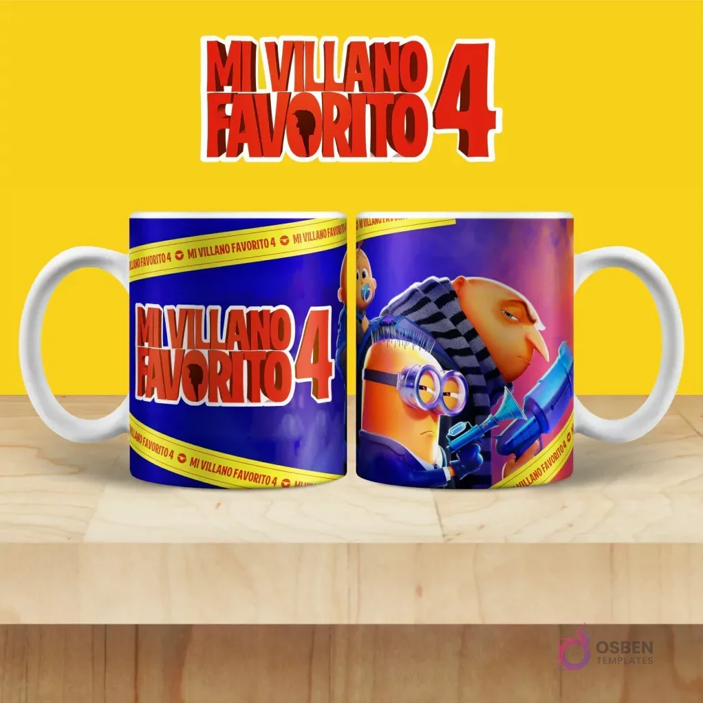 Taza de sublimación con Gru y Minions en escena oscura de Mi Villano Favorito 4