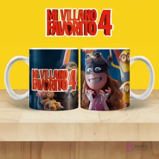 Taza de sublimación con personaje femenino de gafas asustada y Minions de Mi Villano Favorito 4