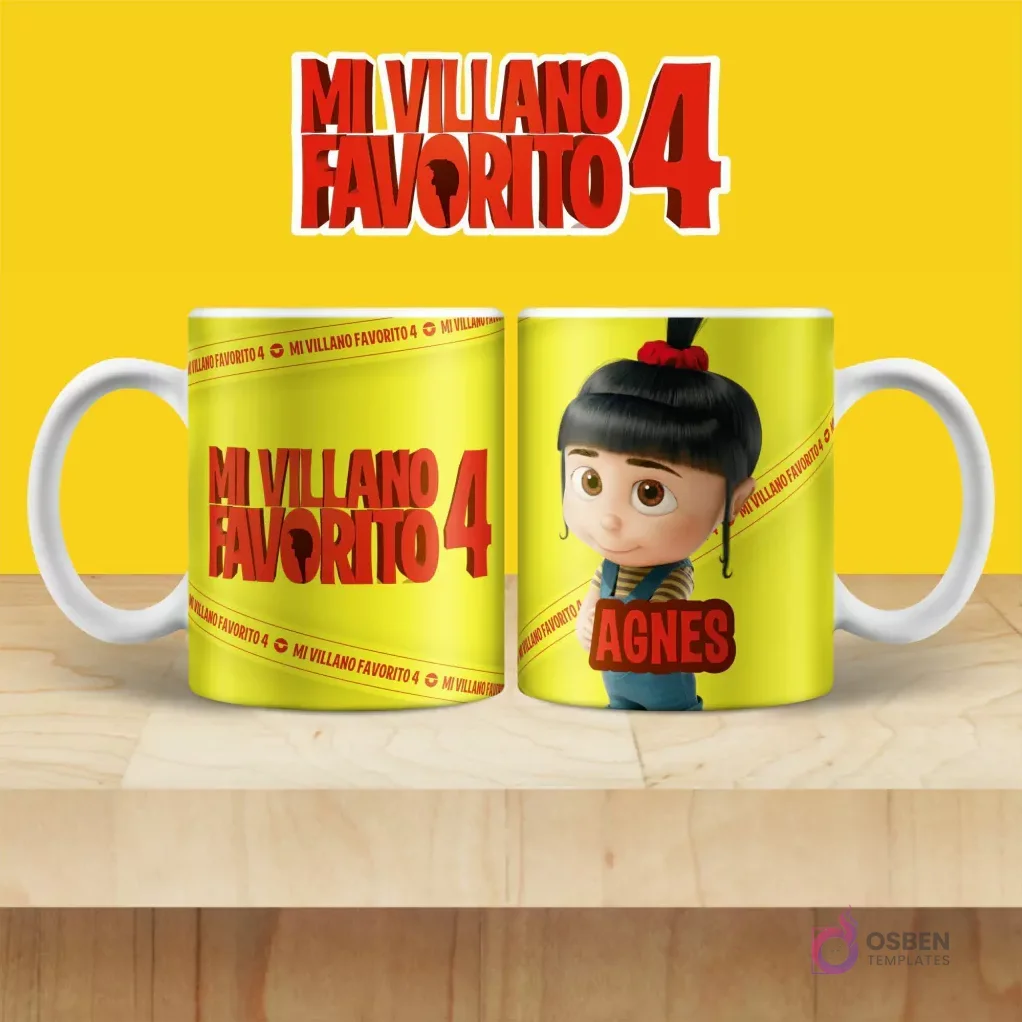 Taza de sublimación con Agnes de Mi Villano Favorito 4 sonriendo con el pelo recogido