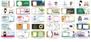 Vista previa en cuadrícula de 40 diseños para tazas de sublimación con temática de graduación, mostrando variedad de estilos y mensajes.