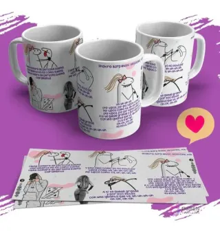 Mugs personalizados con el estilo Flork, inspirados en Shakira y Bizarrap, exhibiendo frases icónicas de su session.