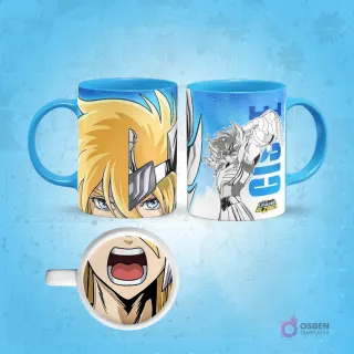 Taza sublimada de Severus Snape con ojos intensos y boca abierta magnificada en la base, fondo verde