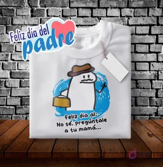 Diseño Flork con sombrero, bigote y maleta, preguntando 'No sé, pregúntale a tu mamá...' para sublimación Día del Padre