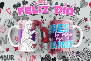 Tazas personalizadas con diseño de Aurora y Príncipe Felipe, mensaje de amor 'Eres lo mejor que me ha pasado'.
