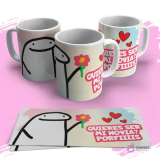 Mockup de taza con diseño Flork '¿Quieres ser mi novio?'