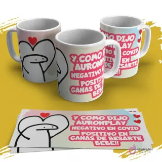 Plantilla Flork con frase viral de Auronplay para sublimación de tazas