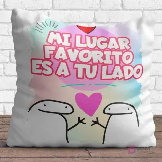 Cojín personalizado Flork 'Mi lugar favorito es a tu lado' para parejas