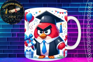 Taza de sublimación con Red (Angry Birds) graduado 3D animado celebrando la Clase 2024 con regalo