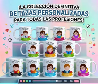 Colección definitiva de tazas personalizadas para todas las profesiones con la frase 'Aquí toma el mejor', incluyendo diseños para doctores, maestros, ingenieros y futbolistas.