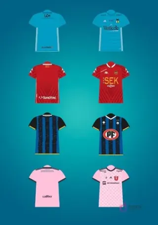Selección de 8 plantillas PSD de camisetas de fútbol de clubes chilenos, incluyendo Deportes Antofagasta, Unión La Calera, Santiago Morning y Universidad de Chile (alternativo), ideal para sublimación de alta calidad.