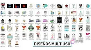 Colección de diseños multiuso en formato PNG para el Día del Padre, ideales para poleras, con frases como 'Mi Héroe' y 'Súper Papá'.