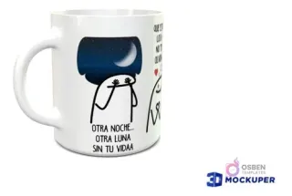 Taza sublimada con diseño Flork romántico de luna y texto 'Otra noche... otra luna sin tu vida'