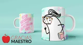 Tazas sublimadas con diseños Flork humorísticos para maestros, 'ese grupito...' y Flork leyendo