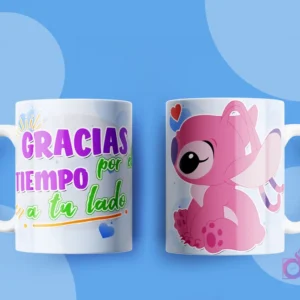 Taza con diseño de Angel sentada tiernamente y la frase 