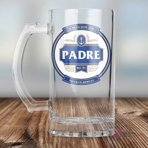 Chopero de vidrio sublimado con plantilla del Día del Padre en tonos azules y blancos, diseño náutico con ancla y texto 'EL MEJOR DESDE 2018'. Chopero de vidrio sublimado con plantilla del Día del Padre en tonos azules y blancos, diseño náutico con ancla y texto 'EL MEJOR DESDE 2018'.