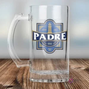Chopero de vidrio sublimado con diseño del Día del Padre en azul y blanco, con un faro como ícono y texto 'DESDE 2018 ORGULLO NACIONAL'.