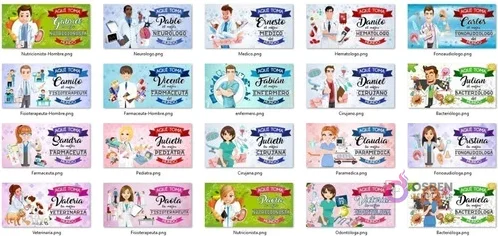 Muestra de 18 diseños de tazas personalizadas para diversas profesiones médicas, incluyendo hombres y mujeres, con nombres y títulos como Nutricionista, Neurólogo, Médico, Hematólogo, Fonoaudiólogo, Fisioterapeuta, Farmacéutico, Enfermero, Cirujano, Bacteriólogo, Pediatra, Paramédico, Veterinario, Odontólogo. Muestra de 18 diseños de tazas personalizadas para diversas profesiones médicas, incluyendo hombres y mujeres, con nombres y títulos como Nutricionista, Neurólogo, Médico, Hematólogo, Fonoaudiólogo, Fisioterapeuta, Farmacéutico, Enfermero, Cirujano, Bacteriólogo, Pediatra, Paramédico, Veterinario, Odontólogo.