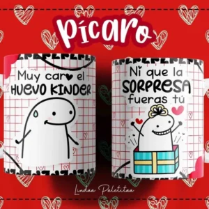 Taza Flork blanca con diseño de personaje Flork triste y frase 