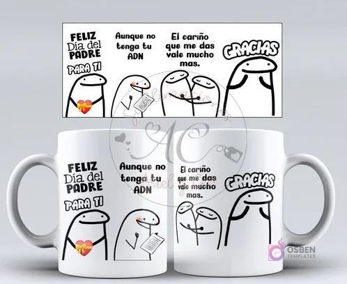 Taza para sublimar con diseño Flork de agradecimiento al padre, frases sobre el cariño que vale más que el ADN, ideal para el Día del Padre. Taza para sublimar con diseño Flork de agradecimiento al padre, frases sobre el cariño que vale más que el ADN, ideal para el Día del Padre.