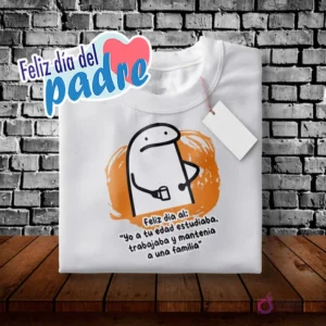 Diseño Flork para polera Día del Padre con brazos cruzados, frase 'Yo a tu edad estudiaba, trabajaba y mantenía a una familia'