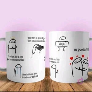 Taza sublimada Flork 'Mi Querido Viejo' con reflexiones y abrazos, diseños emotivos para padres