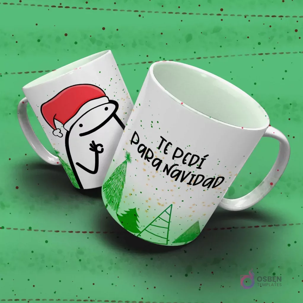 Taza Flork Navidad con Flork en gorro de Santa haciendo un gesto de súplica y el romántico mensaje 'TE PEDÍ PARA NAVIDAD'. Taza Flork Navidad con Flork en gorro de Santa haciendo un gesto de súplica y el romántico mensaje 'TE PEDÍ PARA NAVIDAD'.