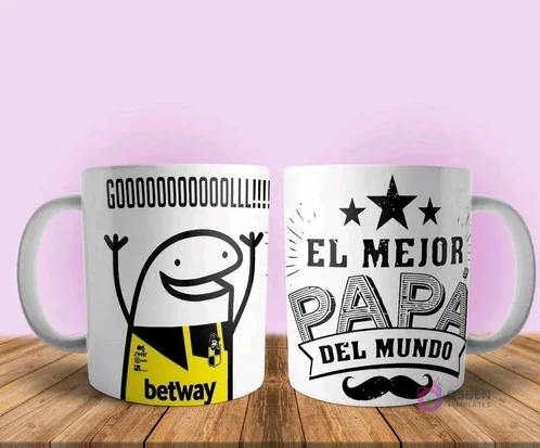 Taza sublimada Flork futbolista 'GOOOOLLLL!' (Betway) y 'El Mejor Papá del Mundo' con bigote Taza sublimada Flork futbolista 'GOOOOLLLL!' (Betway) y 'El Mejor Papá del Mundo' con bigote