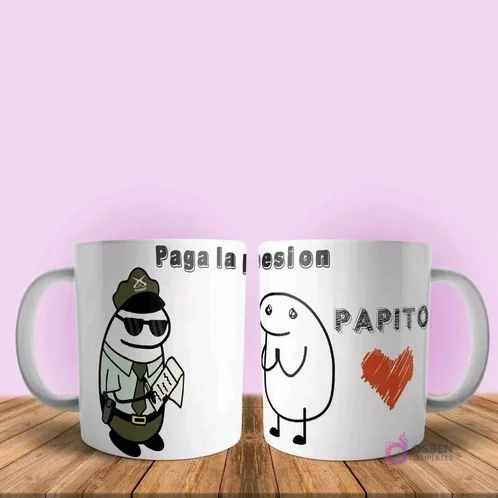 Taza sublimada Flork policía 'Paga la pensión' y Flork 'Papito' con corazón, humor sobre paternidad Taza sublimada Flork policía 'Paga la pensión' y Flork 'Papito' con corazón, humor sobre paternidad
