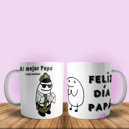 Taza sublimada Flork policía 'Al mejor Papá se deja constancia' y Flork sonriente, mensajes Día del Padre Taza sublimada Flork policía 'Al mejor Papá se deja constancia' y Flork sonriente, mensajes Día del Padre